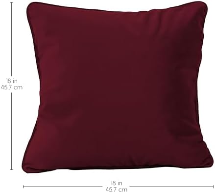 FDP 18" x 18" Velvet and Vinyl Square Pillow Set with Piping Decorative Throw Pillow for Home Dcor in Living Room, Bedroom or Lounge (2-Pack) - Bordeaux, 15162-349 - Image 2