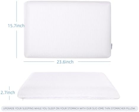SUQ I OME Slim Sleeper - Cooling Gel Thin Flat Memory Foam Pillow for Bed Sleeping,Low Profile, Ultra Thin Flat Pillow for Stomach Sleepers23 x 15.7 x 2.7inches - Image 3