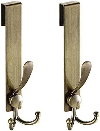 Flybath Shower Glass Door Hooks 2 Pack 304 Stainless Steel Antique Extended Robe Towel Hook Rack Over Glass Door Hooks Frameless Drilling-Free Hanger for Bathroom, Brushed Bronze by Flybath