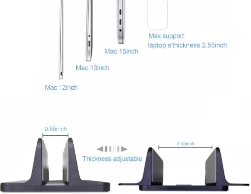 Vertical Laptop Stand Holder, Desktop Aluminum Stand for MacBook with Adjustable Dock Size, Fits All MacBook, Surface, Chromebook and Gaming Laptops (Up to 17.3 inches), Black - Image 3