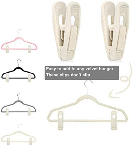 TOFIIGREM Velvet Hanger Clips for Velvet Hangers - 20 PCS Beige Non-Slip Velvet Clip for Skirt Hanger, Strong Flocking Clips Fit for Ivory Velvet Hangers - Image 2