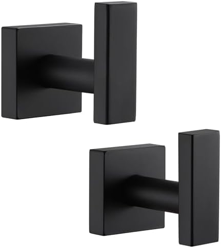 Angle Simple Bathroom Towel Hooks, Robe Coat Hooks, Matte Black, 2 Pack by AngleSimple