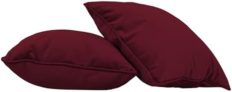 FDP 18" x 18" Velvet and Vinyl Square Pillow Set with Piping Decorative Throw Pillow for Home Dcor in Living Room, Bedroom or Lounge (2-Pack) - Bordeaux, 15162-349 by FactoryDirectPartners
