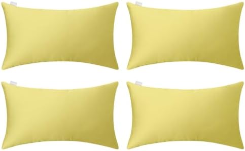 Thmyo 4-Pack 100% Cotton Lumbar Comfortable Solid Decorative Throw Pillow Case Rectangle Cushion Cover Pillowcase DIY Throw Pillowcase(12x20inch/30x50cm, Light Yellow 2) by Thmyo