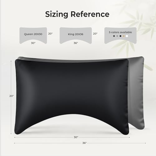 Cooling Curved King Pillow Case for Sider Sleeper Breathable Cool Silky Soft Pillow Cover with Zipper for Hot Sleepers,Hair and Skin Friendly,Black,1 Pack,20x36IN - Image 3