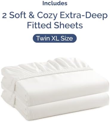 CGK Linens 2 Pack Extra Deep Twin XL Fitted Sheets - Antique White - Image 4