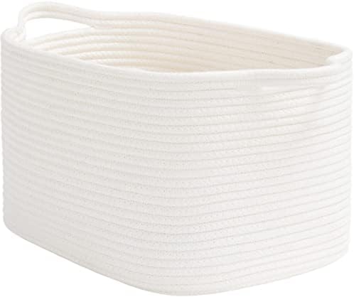 Goodpick Woven Storage Basket for Shelves, 13" x 10" x 9", White by Goodpick