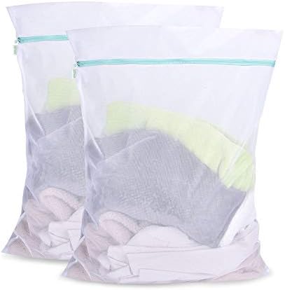 OTraki Mesh Laundry Bag for Delicates 2 Pack Garment Wash Bag 24 x 32 inch Zippered Large Washing Machine Bags for Sweater Dirty Clothes Washer College Dorm Organizer Don't Drying, Melting 140-176℉ by OTraki