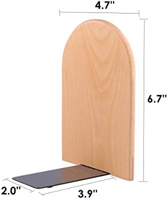 Pandapark Wood Bookends,Non-Skid Bookend for Shelves,Heavy Duty Bookends,Book Stand for Books/CDs,1 Pair - Image 2