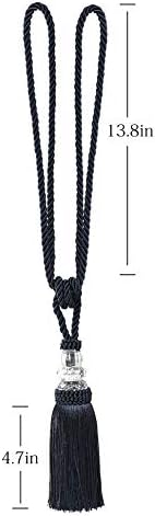 BEL AVENIR 2 Pack Curtain Tiebacks Hand-Woven Holdbacks Tassels Tiebacks - Image 5