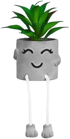 Zerzsy Artificialplant Succulents in Cement Pots with Hanging Leg, Kitchen Shelf Decoration,Bathroom Mini Plants Decor, Shelf Decor Accents, Office Wall Decoration - Set of 1 by Zerzsy