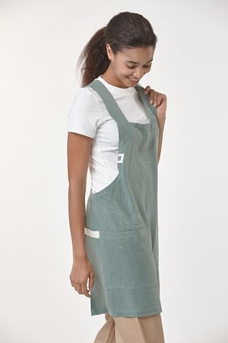 Cross Back Smock Apron with Pockets 4292Z - Image 3