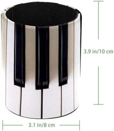 Leather Cylinder Pen Holder & Pencil Organizer - Stylish and Compact Pen Organizer for Desk - Piano Keys Black White - Image 4