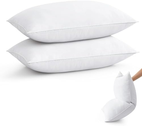 puredown® Goose Feather Down Pillows Standard Size Set of 2, Fluffy Luxury Hotel Collection Bed Pillow for Back, Stomach or Side Sleeper by Puredown