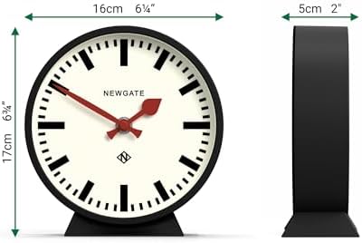 NEWGATE® Railway Desk Clock | Modern Round Station Clock Design | Black | Contemporary Style for Desk, Table, Shelf or Bedside - Image 3