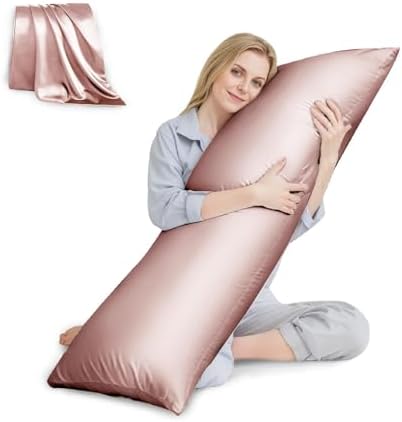 HUXMEYSON Body Pillow with Satin Pillowcase, Body Pillow for Adults, Pink by HUXMEYSON
