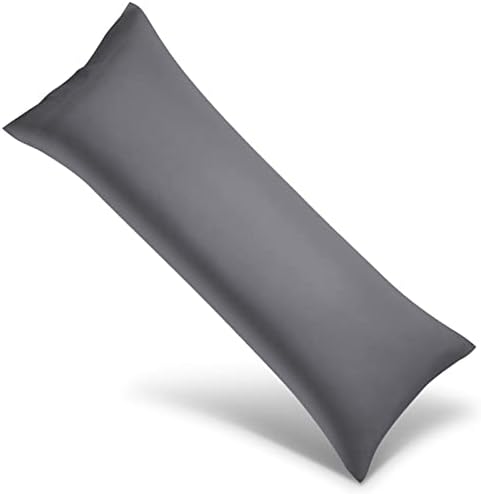 WishSmile Body Cooling Pillowcase Long Pillow Case Breathable Cool Silky Soft Rayon Derived from Bamboo Fabric, Hair and Skin Friendly, Dark Grey, 1 Pack, 20x54IN by WishSmile