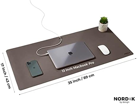 Nordik Leather Desk Mat - Cork Gunmetal Gray - Leather Desk Pad 35x17 in - Image 2