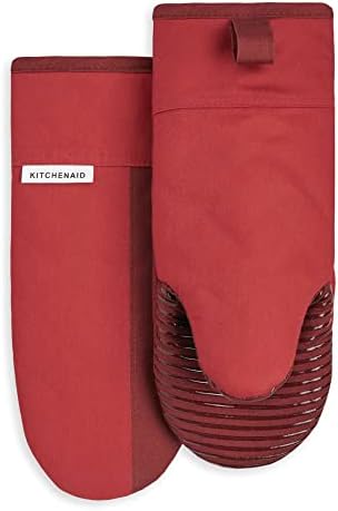 KitchenAid Beacon Two-Tone Non-Slip Oven Mitt Set, Passion Red/Bordeaux, 5.75"x13", 2 Piece by Unknown
