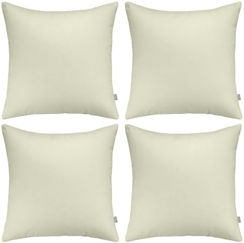 Thmyo 4-Pack 100% Cotton Solid Decorative Throw Pillow Case 22x22inch Beige by Thmyo