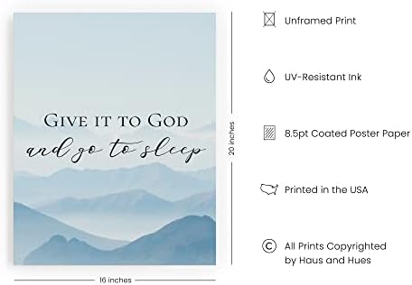 HAUS AND HUES Religious Wall Quotes Art Print - Christian Wall Art Posters, Give It to God and Go to Sleep Sign, Inspirational Quotes Wall Art for Office, Scripture Wall Art Prints (Unframed, 16x20) - Image 2
