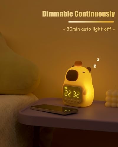 Capybara Alarm Clock for Kids, Cute Kid Night Light Toddler Alarm Clocks - Image 3