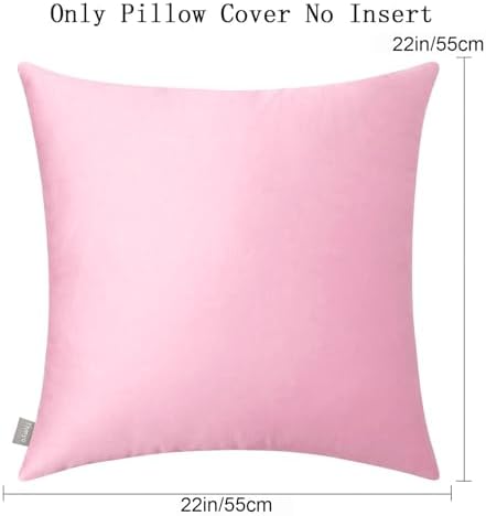 Thmyo 4-Pack 100% Cotton Solid Decorative Throw Pillow Covers 22x22 Pink - Image 4