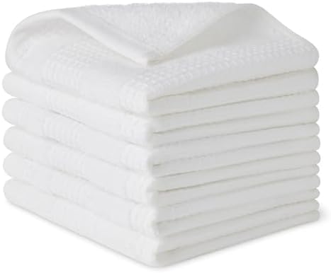 Amazon Basics Organic Cotton Waffle Kitchen Dish Cloths, Ultra Absorbent, Quick Drying, Lint-Free, 12 x1 2 inches, 6-Pack, White by AmazonBasics