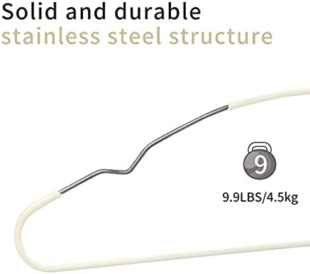 TOPIA HANGER Metal Hangers 20 Pack, Adult Clothes Hangers Space Saving & Non Slip Rubber Coated, Heavy Duty Wire Hanger for Coat,Shirt,Strap Dress,Ivory-CT12I - Image 4