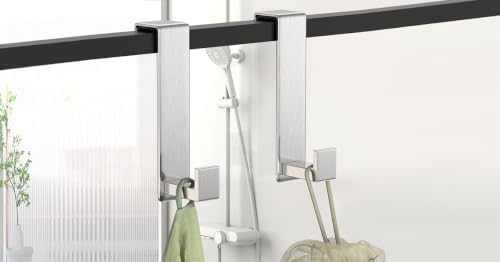HUFEEOH Over Door Hooks, Stainless Steel Door Hanger with Non-Slip Pads, Easy Install Towel Coat Storage Fits 1-3/4" Thick Door (Silver, Fits 1-3/4" Thick Door -L Shape - 2 Pack) - Image 6