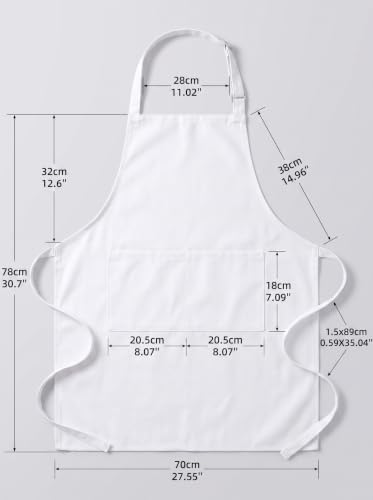 BOHARERS Kitchen Cooking Apron Unisex Adjustable chef apron with 2 pockets,1 Pack White - Image 5