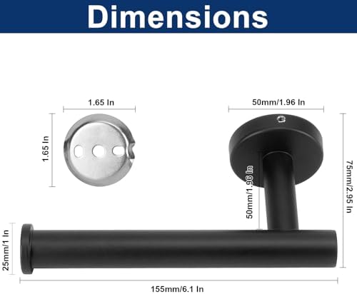 NearMoon Bathroom Toilet Paper Holder, Premium SUS304 Stainless Steel Rustproof Wall Mounted Toilet Roll Holder for Bathroom, Kitchen (4 Pack, Matte Black) - Image 6