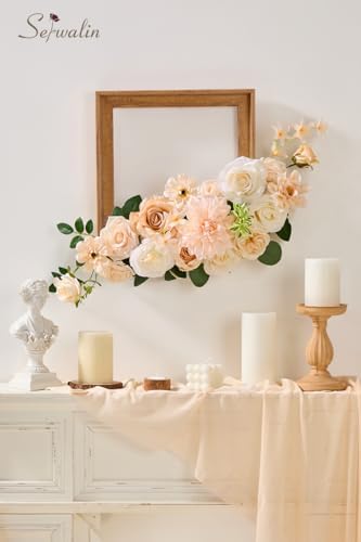 Serwalin Artificial Flowers Combo Box Set Champagne Fake Flowers for DIY Table Centerpieces for Thanksgivings Day Bridal Wedding Decorations Silk Floral Arrangements Party Baby Shower Decor - Image 4