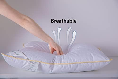 Goose Down Feather Pillows Standard Size One Pillow 100% Cotton Classic White Supportive Cool Bed Pillows for Back Side Stomach Sleepers - Image 4