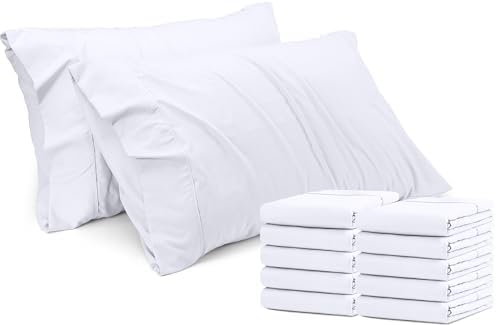 Pillow Covers Queen Size Set of 12, Soft and Comfy Pillow Cases, White by UTOPIABEDDING