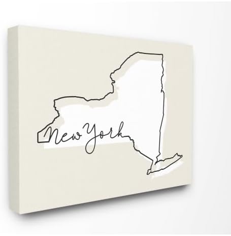 'New York Home State Map Neutral Print Design'| Canvas Art by StupellIndustries