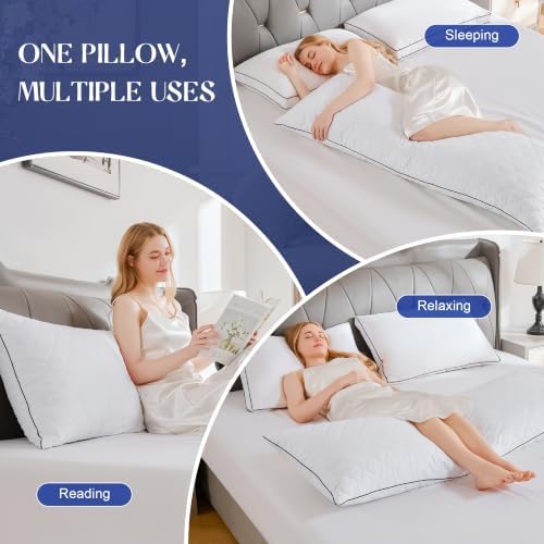 DOWNSTORIA Memory Foam Body Pillow for Adults, Full Long Pillow Insert for Side Sleepers, Breathable Soft Bed Pillows for Sleeping(White, 20 x 54 Inch) - Image 3