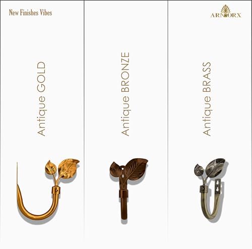 Leaf Curtain Holdbacks, Set of 2 - Wall Mounted Metal Tieback Hooks for Curtains, Adjustable Finial, Antique Bronze - Image 6