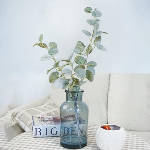 19" Artificial Eucalyptus Stems in Glass Vase with Faux Water - Image 2