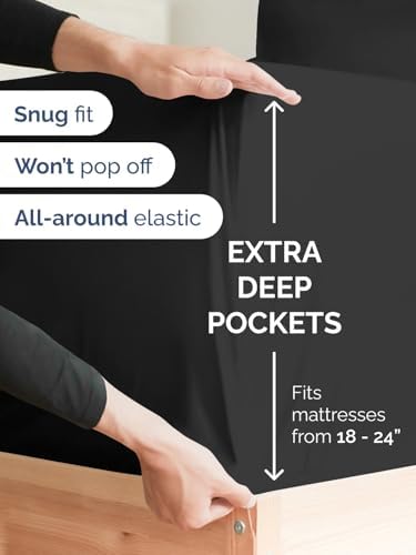 CGK Extra Deep Split King Single Fitted Sheet Only - Black - Image 2