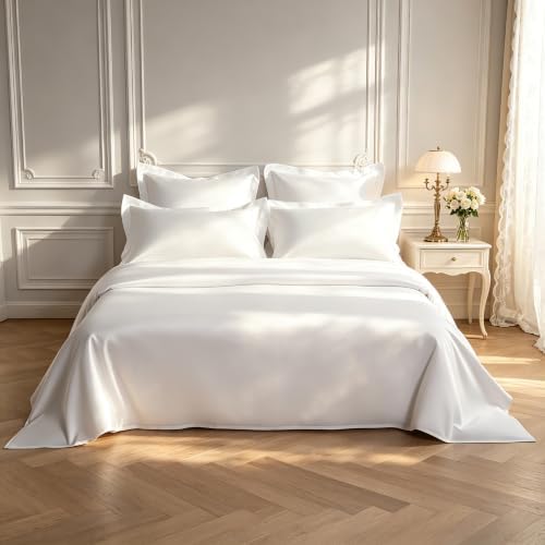 NTBAY Euro Egyptian Cotton Sateen Pillow Shams, Set of 2, White - Image 3