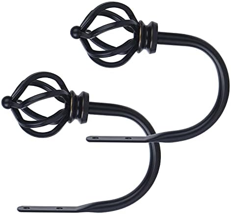 KAMANINA Curtain Drapery Holdbacks for Wall, 2 Pack Black Curtain Tiebacks by KAMANINA