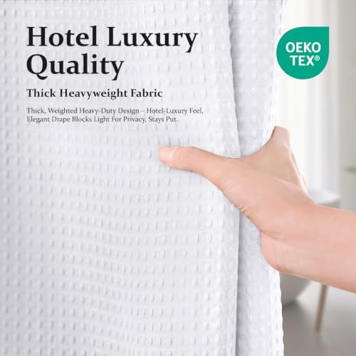 Dynamene Stall Waffle Shower Curtain 256 GSM Heavy Fabric 54x78 White - Image 6
