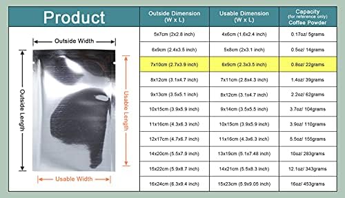 PABCK 500 Pack Silver Foil Pouch Open Heat Seal Mylar Bags 2.75x3.9 inch - Image 3
