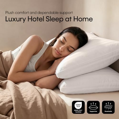Calvin Klein Hotel Collection Bed Pillows Queen Size Set of 2, Medium Soft - Image 3