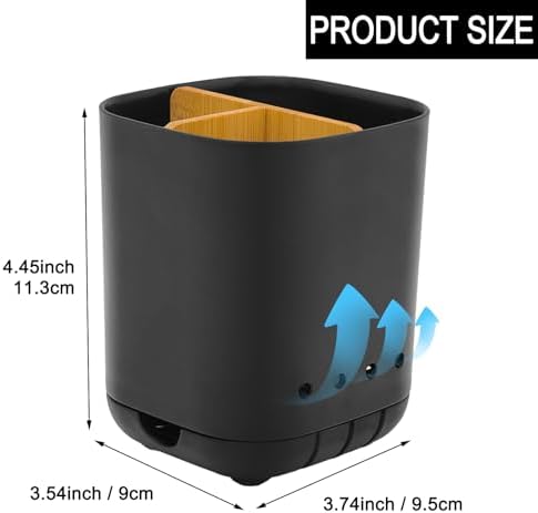 Toothbrush Holder with Bamboo Divider,Detachable for Easy Cleaning Bathroom Countertop Organizer,Plastic 3 Slots Electric Toothbrush and Toothpaste Holders Storage Caddy for Bathroom Vanity,Sink-Black - Image 6