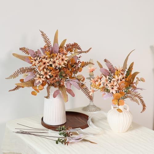 75 Pcs 8 Kinds Artificial Greenery Stems Box Set for Fall Decor(Orange) - Image 3