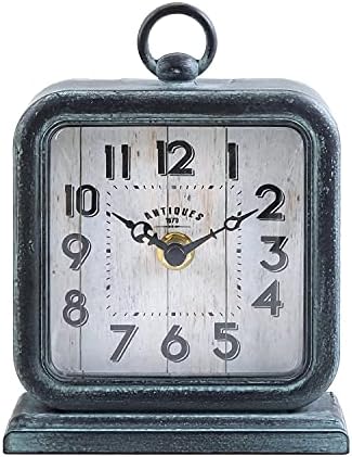 NIKKY HOME Vintage Table Clock, Shelf Desk Top Clock Battery Operated Rustic Design, Chic Home Decor for Fireplace Mantel, Desktop, Countertop - Antique Turquoise by NIKKYHOME