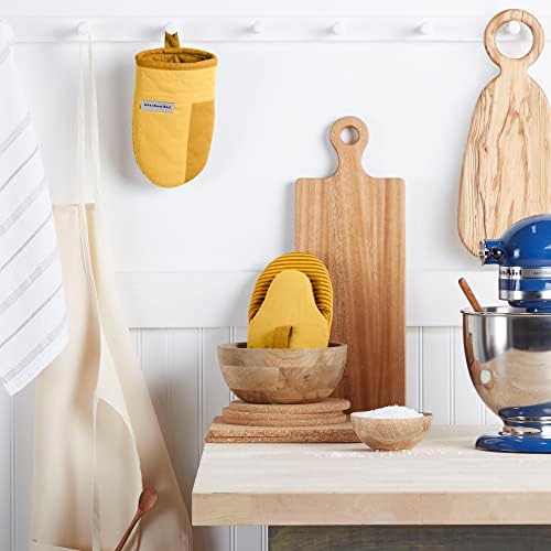 KitchenAid Beacon Two-Tone Non-Slip Mini Oven Mitt Set, Majestic Yellow, 5.5"x8", 2 Piece - Image 2