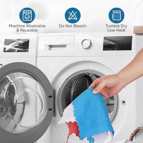 Orighty Microfiber Cleaning Cloths, 75 Sheets Shop Towels, Reusable Paper Towels Shop Rags, Washable Microfiber Towel Roll Cleaning Rags for Cars, House, Kitchen, 11.5’’ x 11.5’’, Red - Image 3